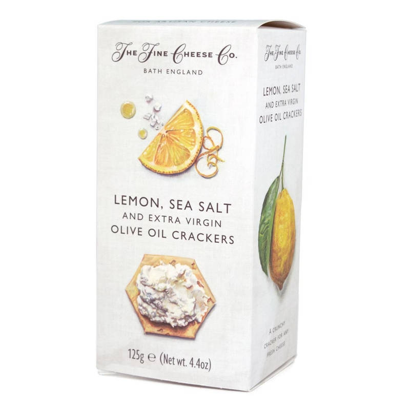 THE FINE CHEESE CO. LEMON, SEA SALT AND EXTRA VIRGIN OLIVE OIL CRACKERS 125G