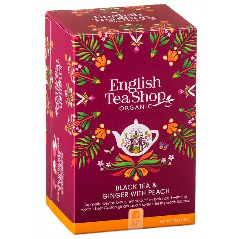 ENGLISH TEA SHOP BLACK TEA WITH GINGER AND PEACH 20S