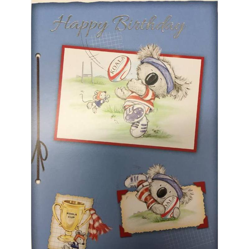 GREETING CARD - BIRTHDAY KOALA RUGBY