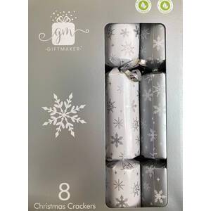 CHRISTMAS - SILVER & WHITE CRACKERS (8)