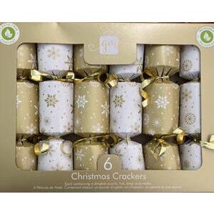 GOLD AND CREAM CHRISTMAS CRACKERS 6 PACK 
